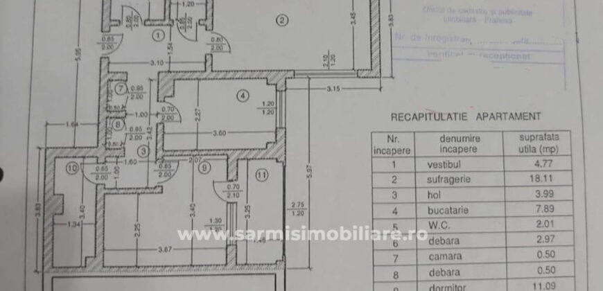 Apartament 2 camere etaj 1 de vanzare in Orasul Campina situat in zona centrala