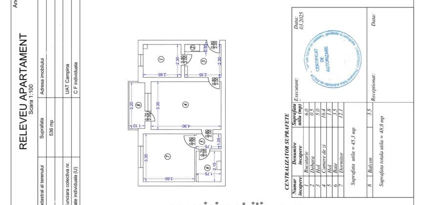 Apartament 2 camere etaj 3/4 de vanzare in Campina